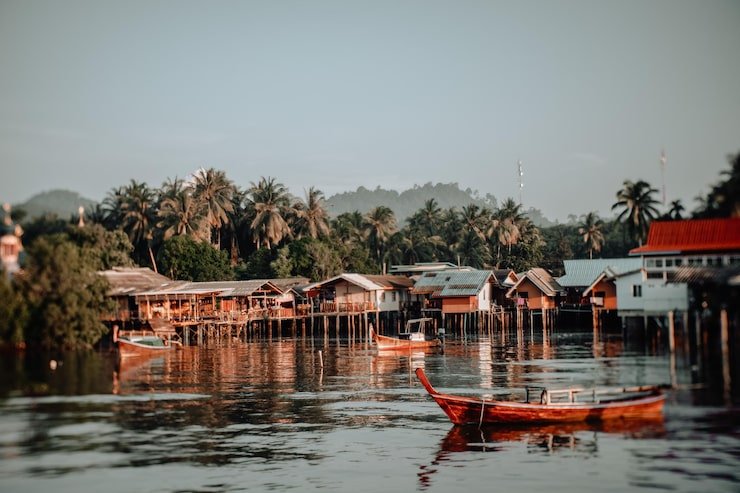 boat building by palm trees against sky 1048944 18541518