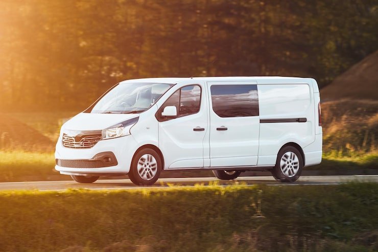 delivery van mockup white commercial vehicle isolated road perfect your business shipping needs 782515 11599