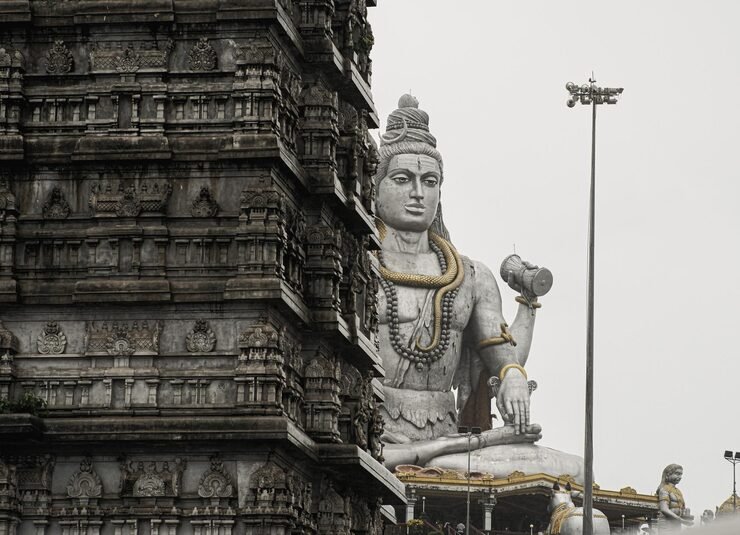 large statue lord shiva temple is seen building 904231 12