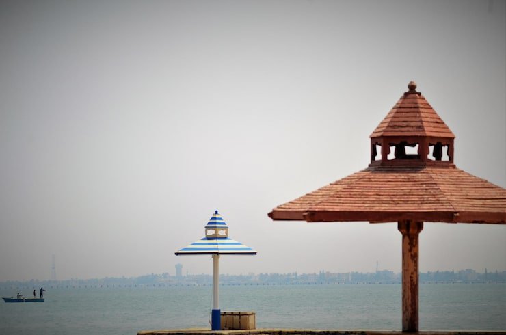 lifeguard hut by sea against clear sky 1048944 14746931